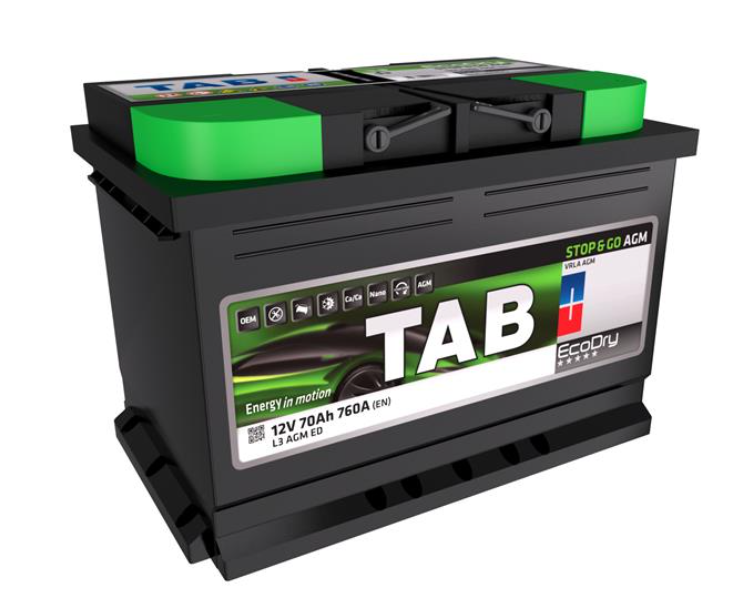 АКБ TAB Ecodry AGM , 70Ah, 760A EN, 278x175x190, B13 ,правий "+", AGM Акумулятор (START-STOP)