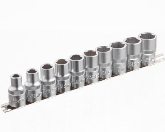 набор головок 1/2"  10 шт,  8-19 мм (планка) ET-6012 - зображення 1