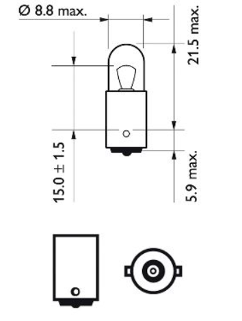 лампа A 12V T4W BA9s PHILIPS ((пара) 12929B2 - зображення 3