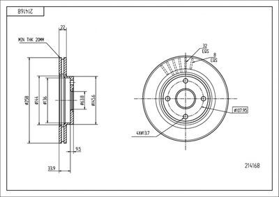 диск тормозной пер. Ford Fiesta V/ Focus I (258mmx22mm)  (HART)
