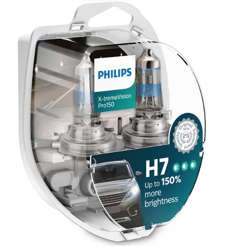 лампа H7 12V 55 W PHILIPS X-treme Vision Pro150 +150% (2шт) 12972XVPS2 - зображення 1