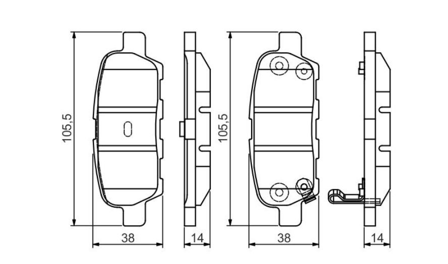 колод.торм. зад. Nissan Rogue, Juke, Qashqai, X-Trail (T31) /Infiniti EX, FX, G, Q50  (BOSCH) 0 986 495 089 - зображення 2