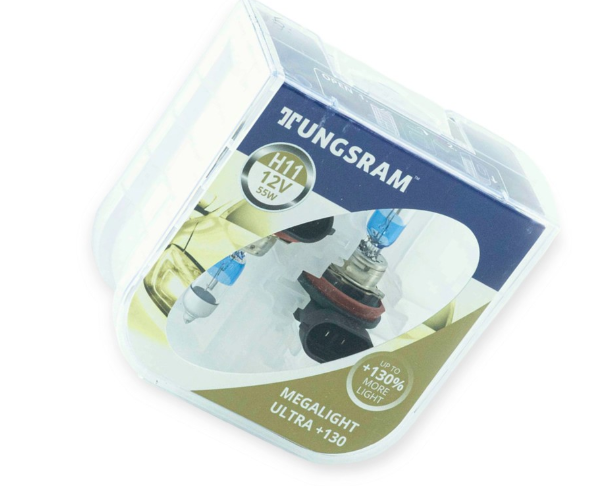 лампа H11 12V 55W Tungsram Megalight Ultra +130% пластик. бокс TU 53110 XNU.PB2 - зображення 1