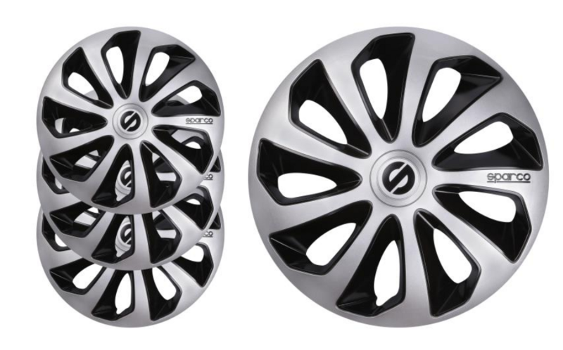 Колёсные колпаки SPARCO SICILIA 15" комплект 4шт, серебристые/черные