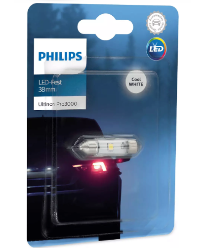 Лампа светодиодная AC лазер. 12-10 WHITE  1W 38мм 6000K PHILIPS 11854U30CWB1 - зображення 1