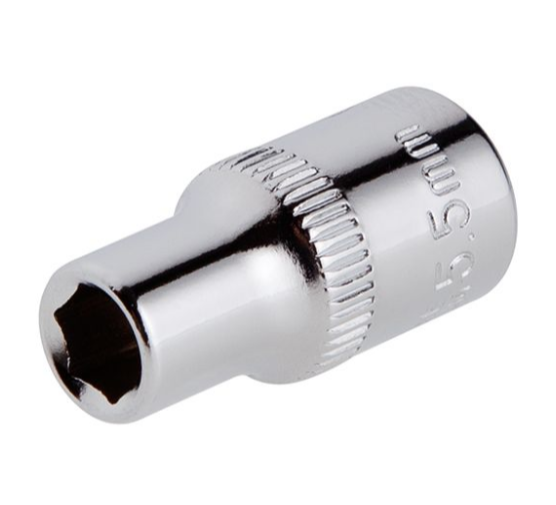 головка торцевая шестигранная 1/4"  5,5 мм CrV ET-0435 - зображення 1