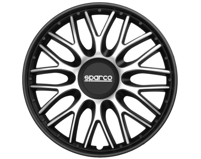 Колёсные колпаки SPARCO ROMA 15" комплект 4шт, серебристые/черные