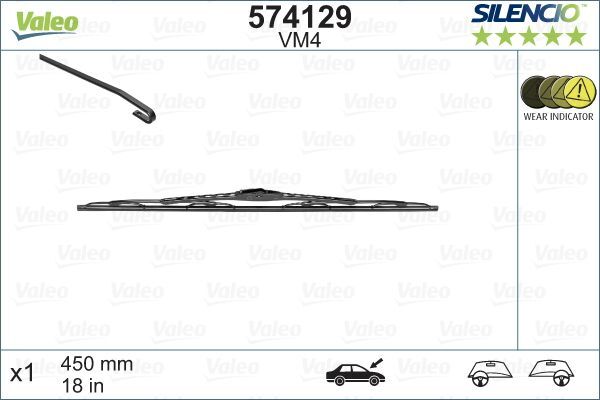 Склоочисник VALEO SILENCIO CONVENTIONAL / 450 мм / каркасний /