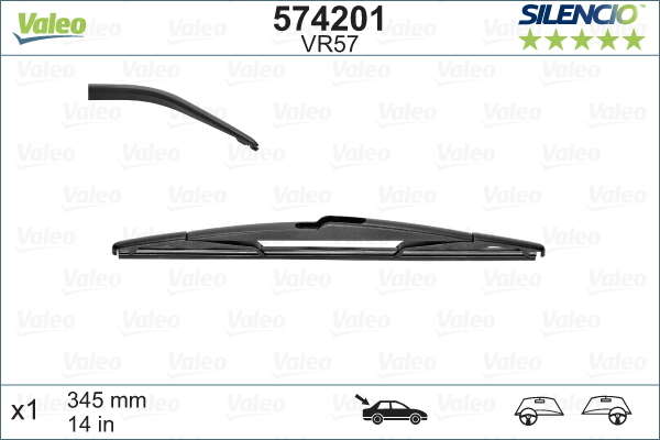Склоочисник задній VALEO / 345 мм. /