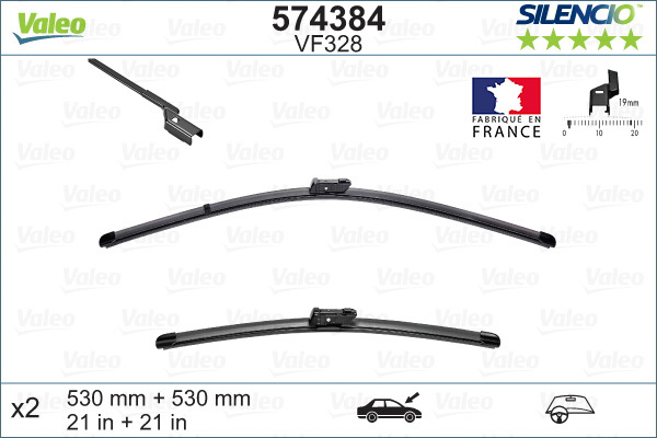 Комплект склоочисників SILENCIO FLAT BLADE SET / безкаркасні / 530 • 530 мм. / + спойлер / 574384 - зображення 2