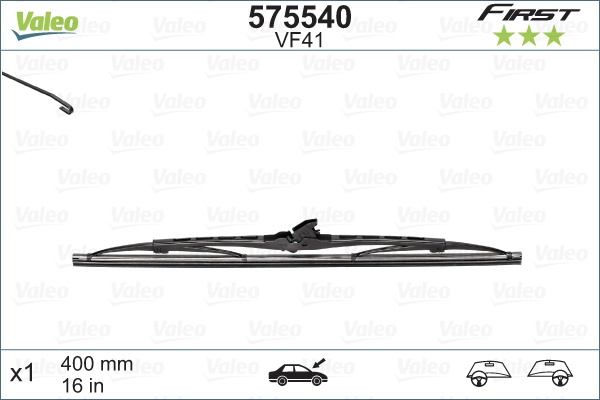 Склоочисник VALEO BLADE FIRST / каркасний / 400 мм. /