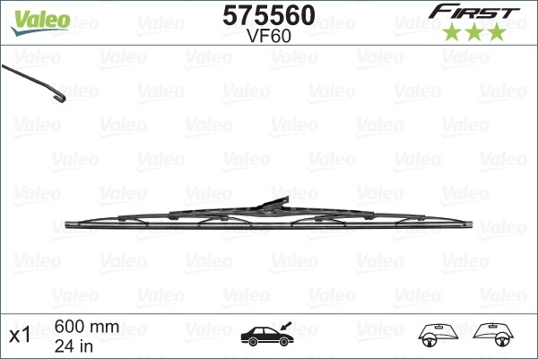 Склоочисник VALEO BLADE FIRST / каркасний / 600 мм. /