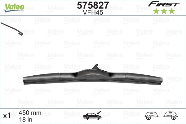 Склоочисник VALEO / гібридний / 450 мм. /
