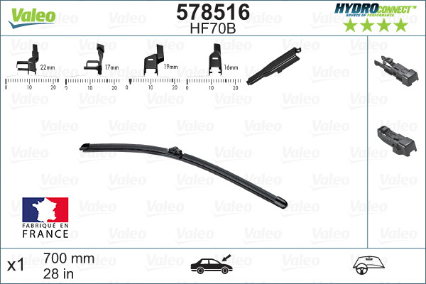 Склоочисник VALEO HYDROCONNECT / безкаркасний / 700 мм. / 578516 - зображення 2