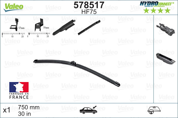 Склоочисник VALEO HYDROCONNECT / безкаркасний / 750 мм. / 578517 - зображення 2