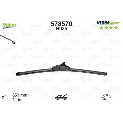 Склоочисник VALEO HYDROCONNECT / безкаркасний / 350 мм. / під гачок /