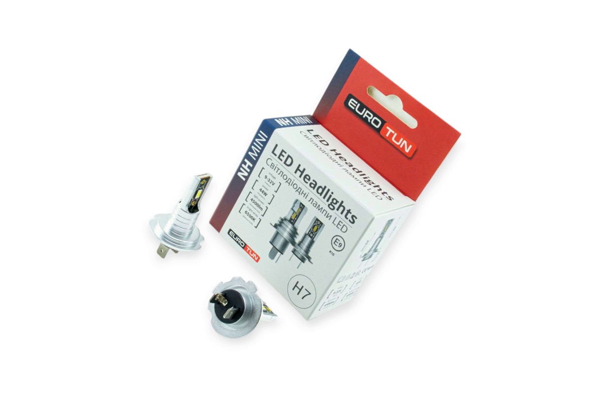 лампа LED H7 12V-24V 44W EUROTUN NHE 4500L 6000K радіатор