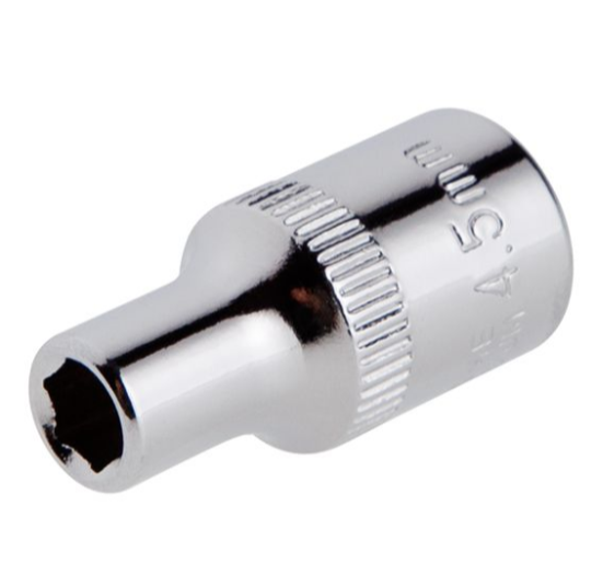 головка торцевая шестигранная 1/4"  4,5 мм CrV ET-0433 - зображення 1
