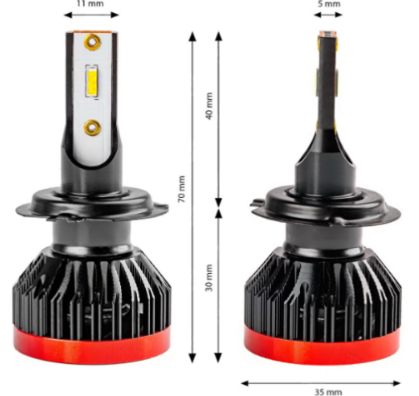 лампа LED H7 12V EUROTUN K2 50W 8000L 6000K радиатор + вентилятор ET-K2-H7 - зображення 1