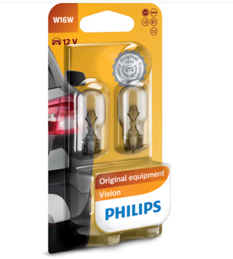лампа БЦ 12V 16W W2.1х9.5d PHILIPS (пара) 12067B2 - зображення 1
