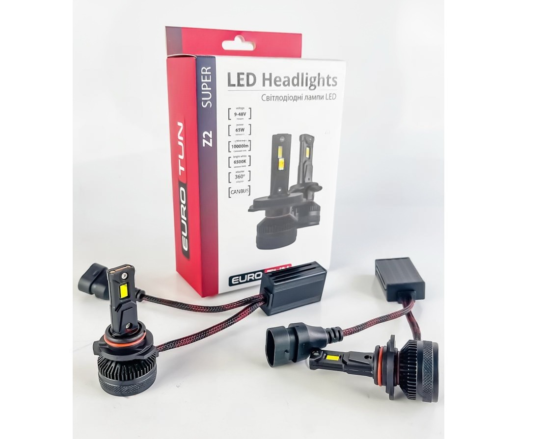 лампа LED HB4 12V-24V  65W EUROTUN Z2 10000L 6500К CAN BUS радиатор с вентилят. ET-Z2-9006 - зображення 1
