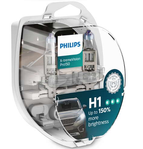 лампа  H1 12V 55 W PHILIPS X-treme Vision Pro +150%  (2шт)