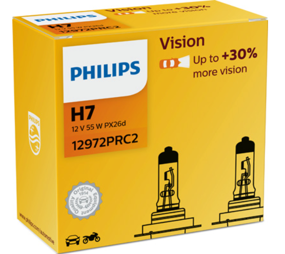 лампа H7 12V 55 W PHILIPS Premium+30% (2шт)