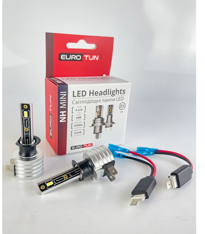 лампа LED H1 12V-24V  44W EUROTUN NHE 4500L 6000K радиатор ET-NHE-H1 - зображення 1