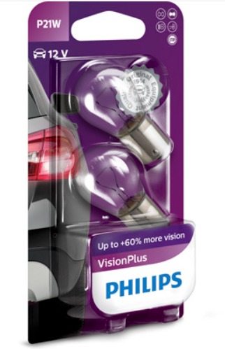лампа A 12V P21W BA15s PHILIPS VisionPlus+60% (пара)