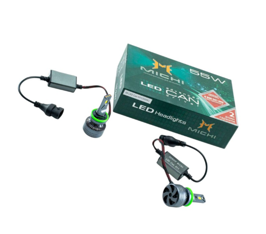 лампа LED H11 12V-24V MICHI Can 55W 5500K 5300L с обманкой радиатор с вентилятором H11 Michi Can LED 55W - зображення 1