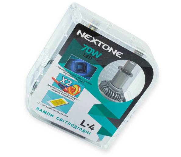 лампа LED H3 12V Nextone L4 65W 6000K 18000L радиатор+вентилятор+ обманка Nextone L4 LED H3 - зображення 1