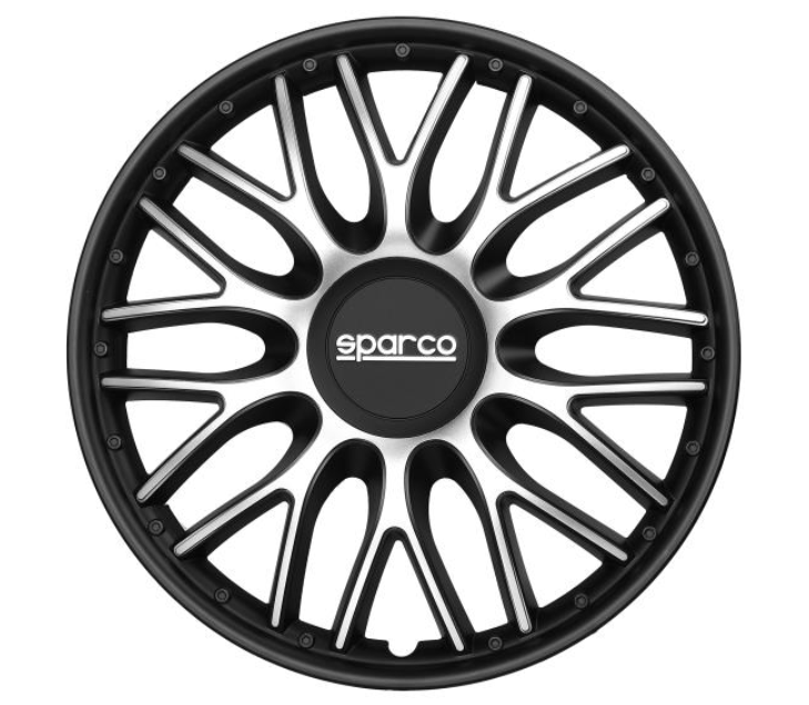 Колёсные колпаки SPARCO ROMA 14" комплект 4шт, серебристые/черные