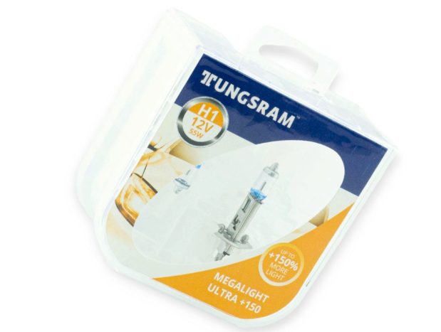 лампа  H1 12V 55 W Tungsram Megalight Ultra +150% пласт.бокс TU 59010NXNU.2PL - зображення 1