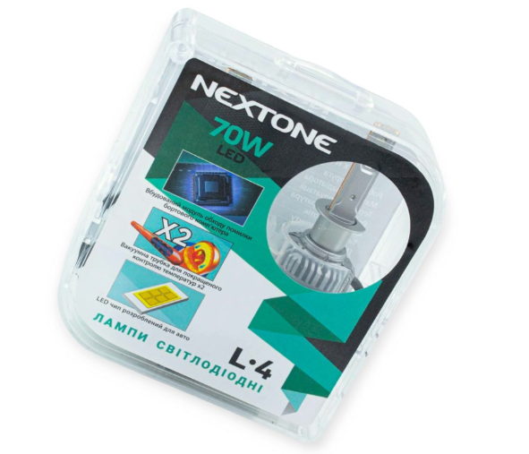 лампа LED H1 12V Nextone L4 70W 6000K 18000L радиатор с вентилятором+обманка Nextone LED L4 H1 - зображення 1