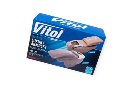 подлокотник - универсальный пластик/кожзам Vitol сдвижной пепельница подстаканник черный HJ48015B - зображення 2