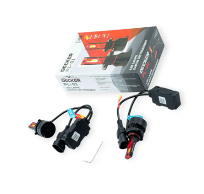 лампа LED HB3 12V-24V PL-01 45W 5000K 10000L радиатор+вентилятор PL-01 9005 Decker LED - зображення 1