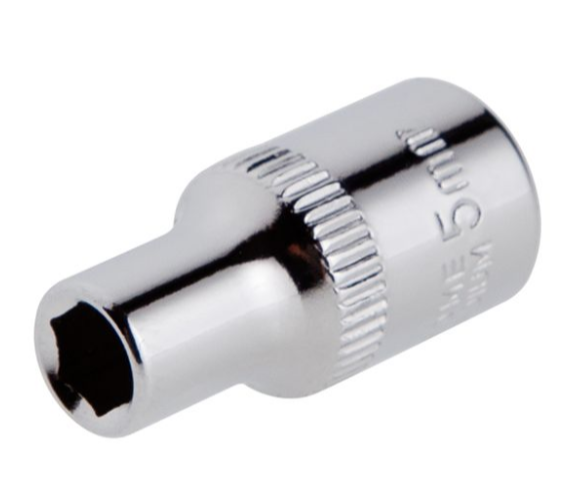 головка торцевая шестигранная 1/4"  5 мм CrV ET-0434 - зображення 1