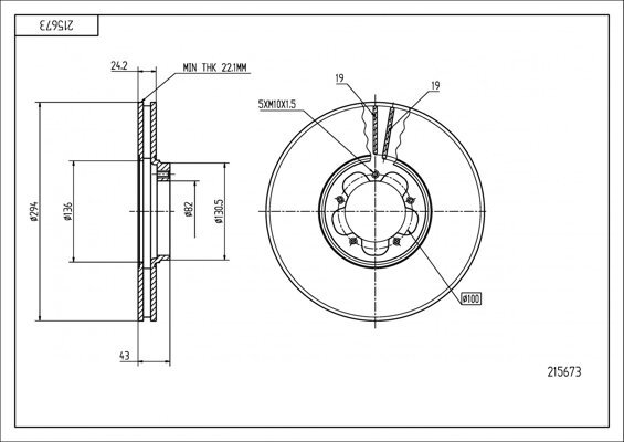 диск тормозной пер. Ford Transit (00-06) (d294x24.5mm)  (HART)