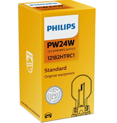 лампа A 12V PW24W WP3.3*14.5/3 PHILIPS 12182HTRC1 - зображення 1