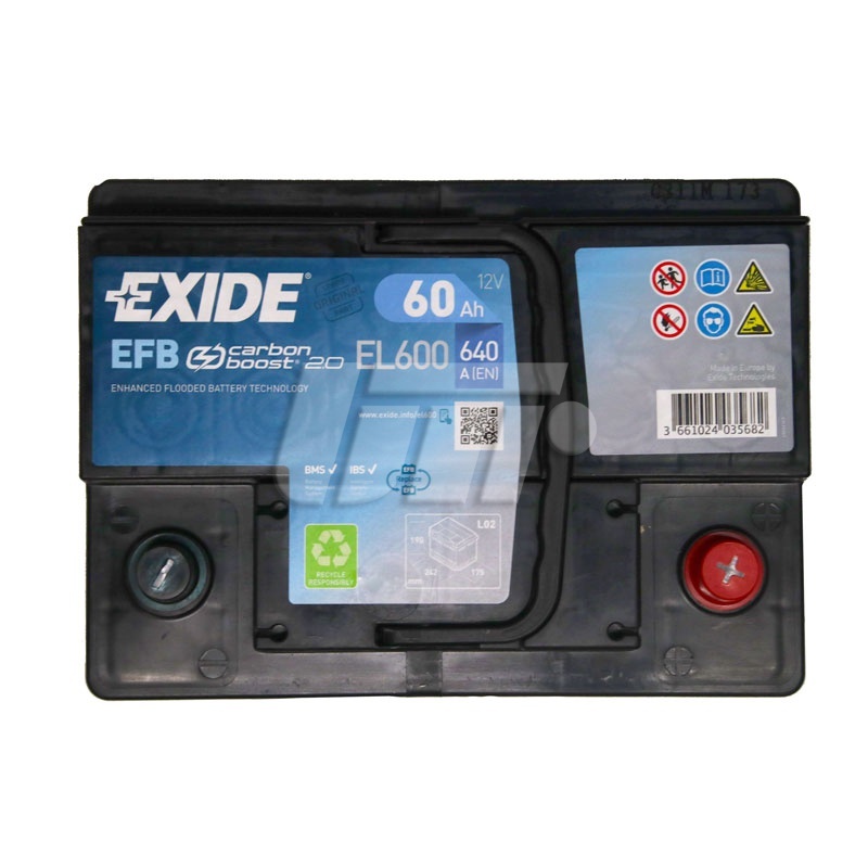 Акумулятор EXIDE EFB - 60Ah| EN 530 | 242x175x190 (ДхШхВ) EL600 - зображення 2