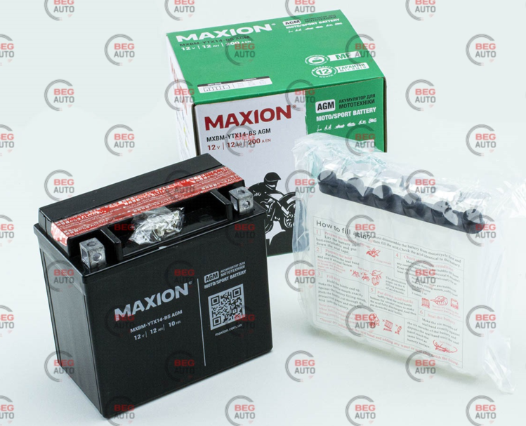 Аккумулятор 12V12А AGM (150х87х145) черный MAXION