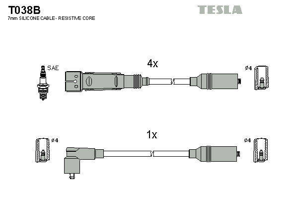 Кабель зажигания к-кт TESLA Audi 80 83-96 1,6