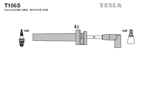 Кабель запалювання к-кт TESLA Volga 31105 2.4 16V T106S - зображення 1