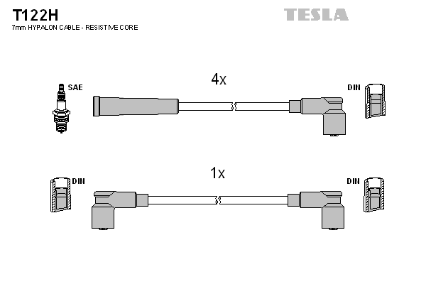 Кабель запалювання к-кт TESLA Аналог T368S Skoda Favorit 1,3 -92 T122H - зображення 1