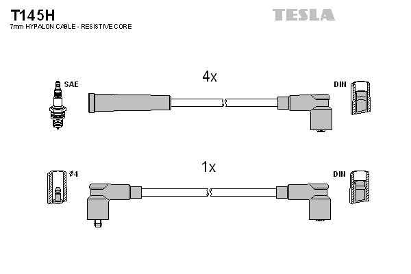 Кабель запалювання к-кт TESLA Аналог TES T372S Skoda Felicia 94-01 1,3 135B (SPI) T145H - зображення 1