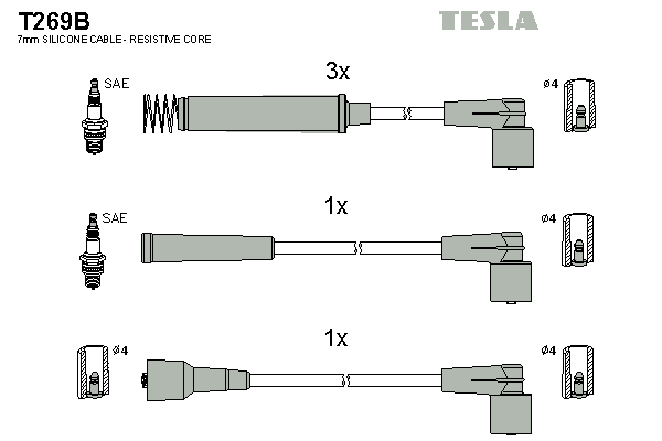 Кабель зажигания к-кт TESLA Opel Ascona 91-99 1,4
