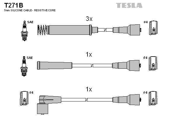 Кабель запалювання к-кт TESLA Opel Calibra,Vectra, Kadet 88-95 1,8