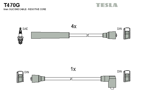 Кабель зажигания к-кт TESLA Ford Sierra 82-93 1,3