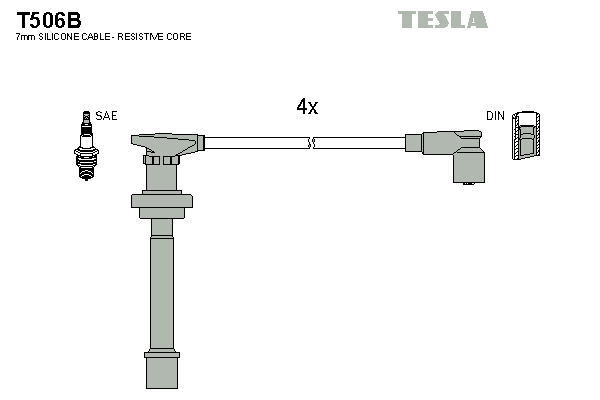 Кабель запалювання к-кт TESLA Nissan Almera,Primera 96- 2,0 T506B - зображення 1