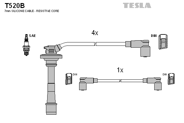 Кабель зажигания к-кт TESLA Toyota Carina 87-92 1,6